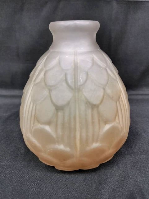 ancien Vase Art déco , verre moulé signé JOMA DE MONTREUIL FRANCE pied de lampe