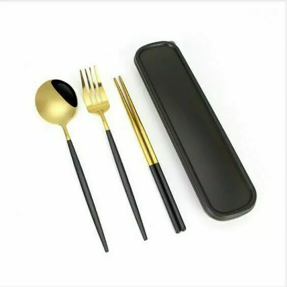 Travel 4pc/Set Camping Cutlery Portable Stainless Steel Tableware Dinnerware