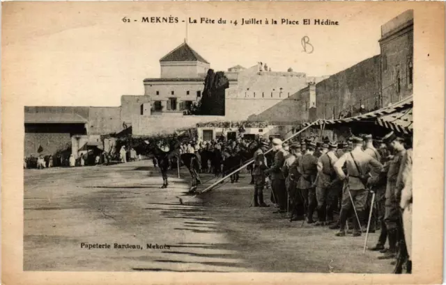CPA AK MEKNES La Fete du 14 July a la Place El Hedine MOROC (689411)