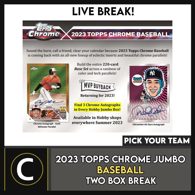 2023 TOPPS CHROME JUMBO HTA BASEBALL 2 BOX BREAK A2014 Chicago Cubs