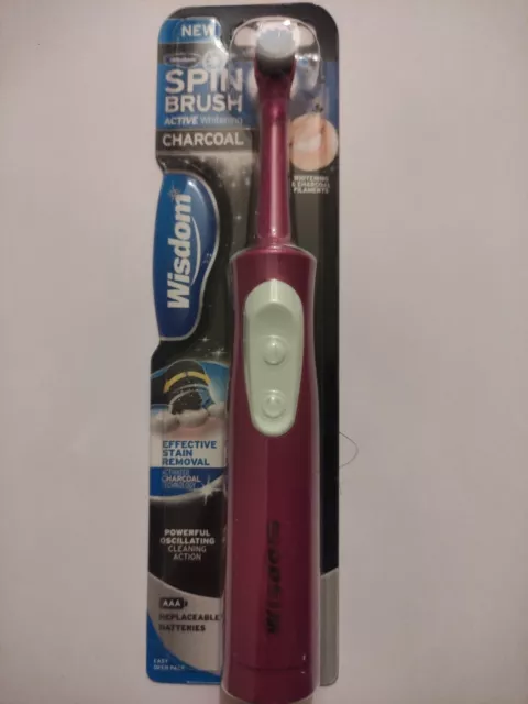 1 Wisdom - Spin Brush - CHARCOAL - active Whitening Electric Toothbrush - White