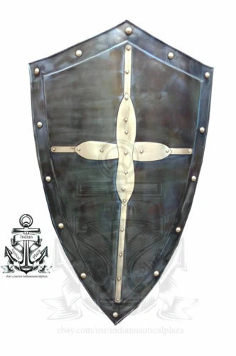 Hand Forged Gothic LAYERED STEEL CROSS SHIELD Medieval Battle Armor sca larp