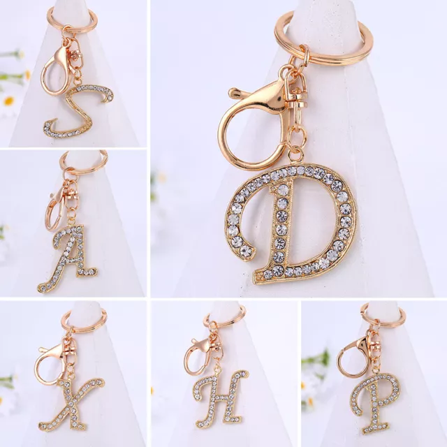 Alphabet Keyring A-Z Initials Letter Key Ring Shiny Crystal Rhinestone Key Chain