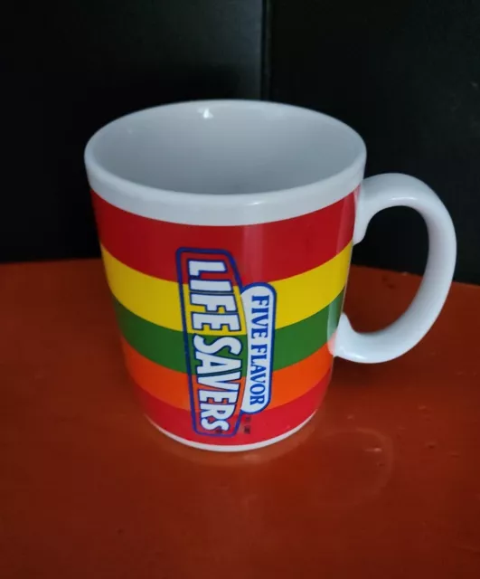 Vintage Lifesavers Mug Ceramic Coffee Cup  Candy Rainbow Telaflora 1980s