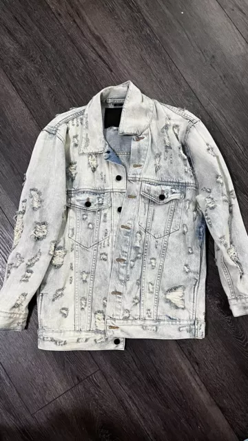 Alexander Wang Daze Denim Jacket Distressed Oversized Large