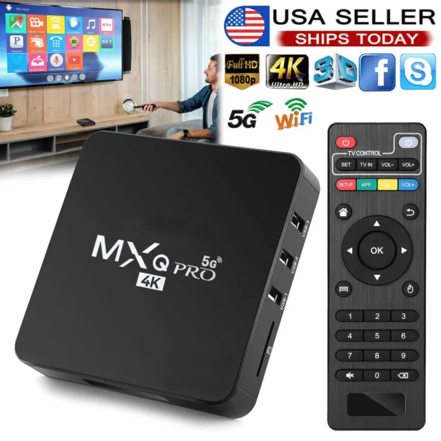 MXQ Pro 4K 5G Ultra HD 64Bit Wifi Android 11 Quad Core Smart TV Box Media Player