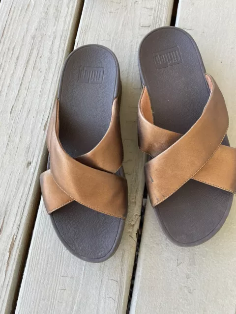 FitFlop Lulu Gold/Bronze Thong Sandals Flip Flops Women Size 9