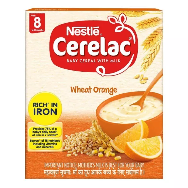 Nestlé CERELAC Cereal Bebé con Leche, Trigo Naranja – A Partir de 8 Meses,...