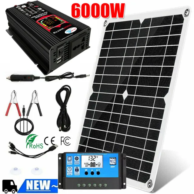 6000W Solar Power Generator Complete Set Solar Panel Kit 100A Home Grid System