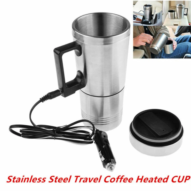 12V 300ml Stainless Steel Travel Heated Thermos Coffee Mug Cup With Car Charger
