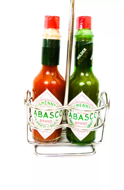 Tabasco  Rote Chilisosse & Grüne Chilisosse mit Chrome Caddy . 2 X 60 ml .