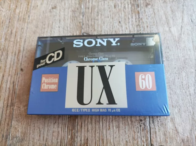 1x SONY  UX 60 TYPE II CHROME BLANK AUDIO CASSETTE VIERGE TAPE SEALED 1992 ITALY