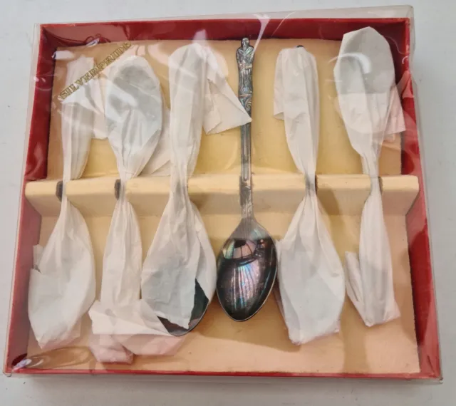 Set Of Six Boxed Silver Plated Apostle Spoons.