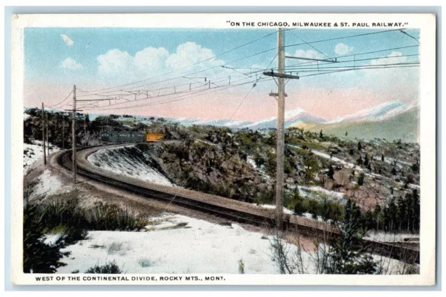 Rocky Mts Montana Postcard West Of Continental Divide On The Chicago Milwaukee