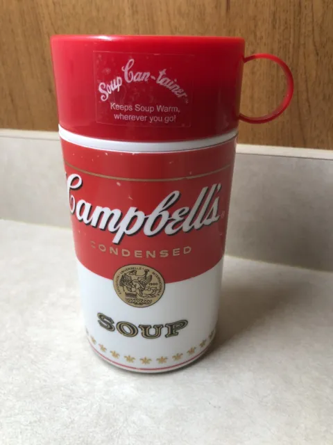 Vintage Campbell's Soup Thermos, can-tainer, Red and White, Plastic,  Insulated, Advertisement, Iconic Symbol, Lunch Container 