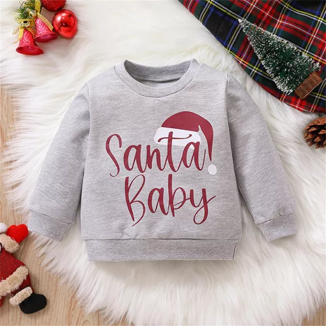 Xmas Kids Toddler Newborn Infant Baby Boys Girls Cartoon Letter Long Sleeve