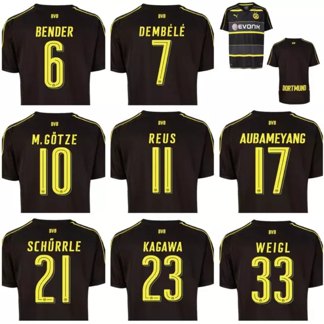 Puma BVB Borussia Dortmund Away Auswärtstrikot 2016/2017 schwarz/gelb mit Flock