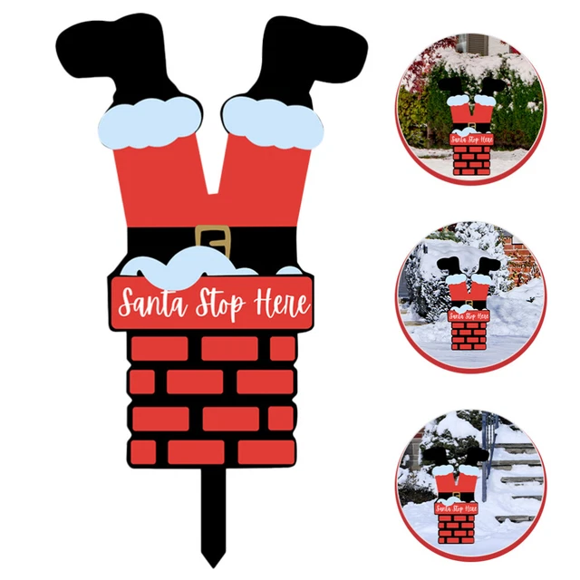 Santa Garden Stake Christmas Party Decorations Christmas Chimney Plugs Lawn