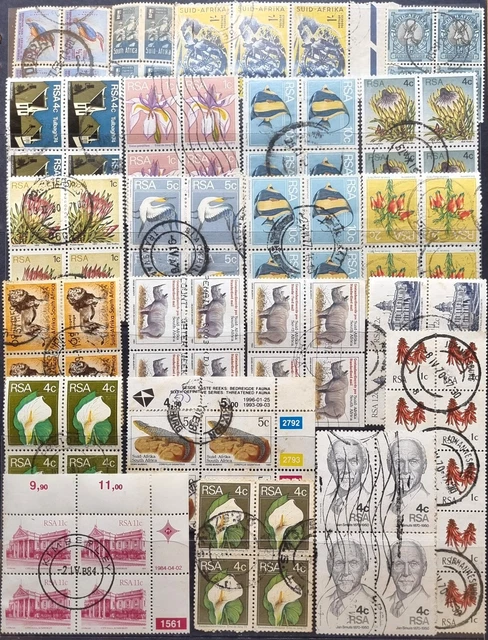 SOUTH AFRICA Great Page of Used Blocks of Stamps No Faults as Per Photos