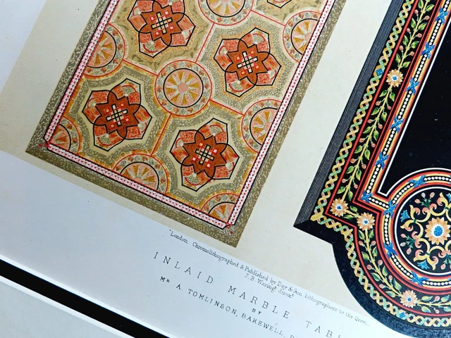 Pietra dura Inlaid Marble Table Micro Mosaic Work Victorian Antique Print 1862 7