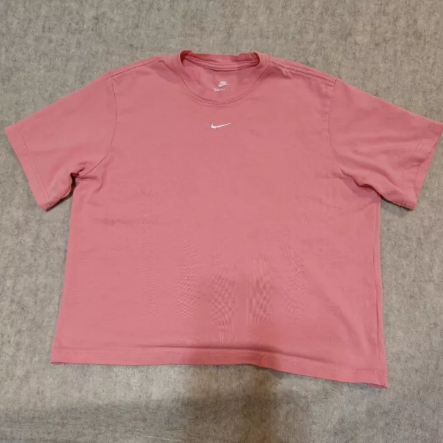 The Nike Tee Loose Fit Womens S Coral Pink Center Check