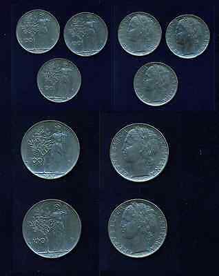 Italy Republic  1956, 1957, 1959  100 Lire Coins, Group Lot Of (8) Better Dates!