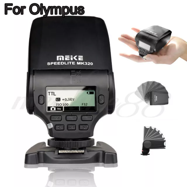 Flash LED mini Speedlite MeiKe MK320 TTL para Olympus OM-D E-M10 PL7 6 PM1 2 E-P5