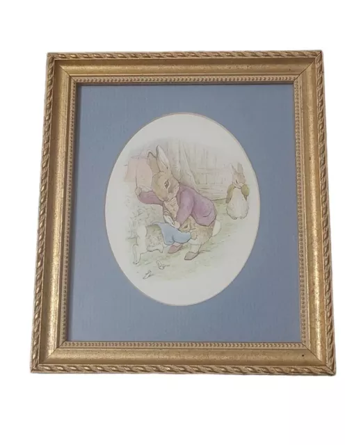 Peter Rabbit Gold Wall Hanging Easter 8x7 Beatrix Potter Framed Picture Decor