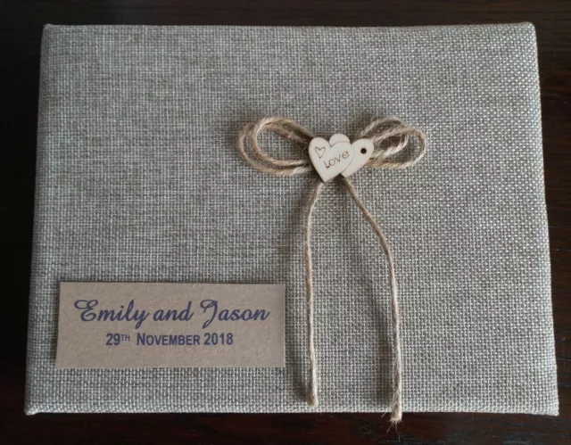 Personalised Guest Book Hessian Vintage Wedding Any Occasion 60/120 sides G407