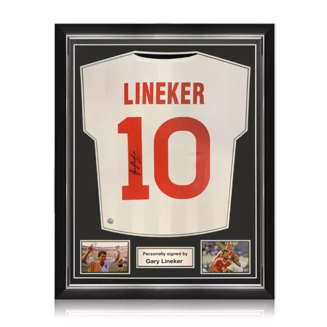 Von Gary Lineker signiertes England-Trikot 1986. Überlegener Rahmen