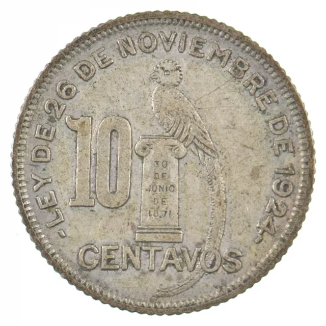 Roughly the Size of a Dime 1932 Guatemala 10 Centavos World Silver Coin *634