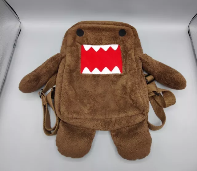 Official Vintage NHK-TYO Domo Kun Plush Backpack 16” Nice 1 Pocket Zip Brown. 3