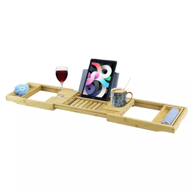 Étagère rangement extensible bambou pour plateau de salle de bain avec support