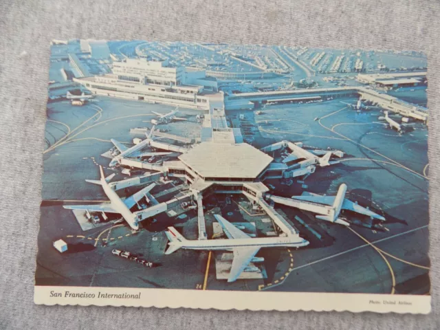 Vtg Postcard CA Aerial View San Francisco International Airport Terminals