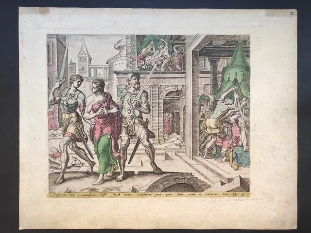Simeon and Levi take Dina home, van Heemskerck, Harmen Jansz Muller, Stampa 1585