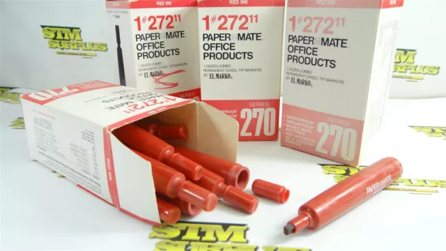 44 New! Papermate By El Marko Red Permanent Chisel Tip Markers Series 270