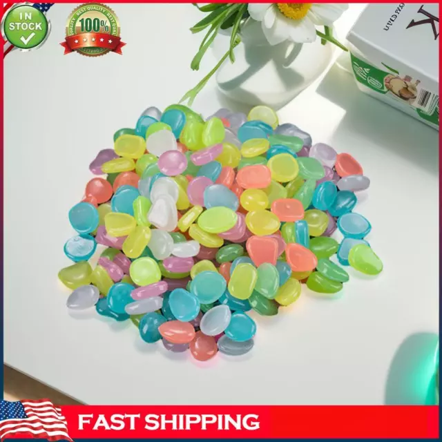 100Pcs Reusable Glow In The Dark Pebbles for Outdoor Landscaping (Colorful)