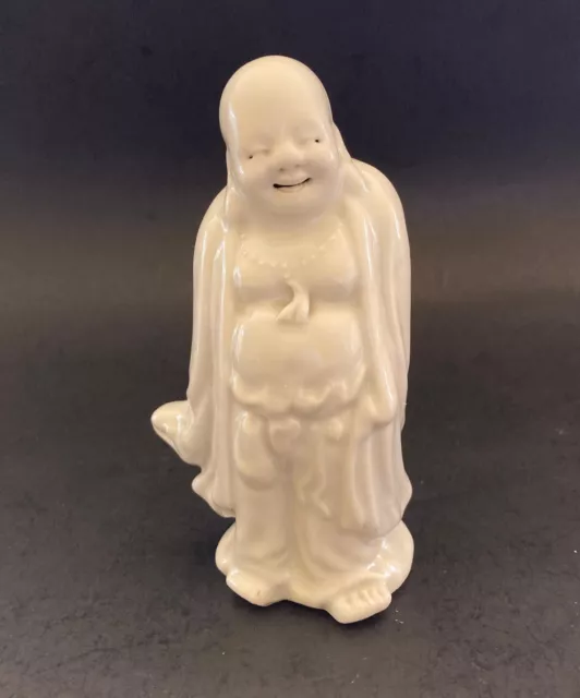Antique Chinese Dehua Blanc de Chine Porcelain Happy Buddha Figure Marked 5"