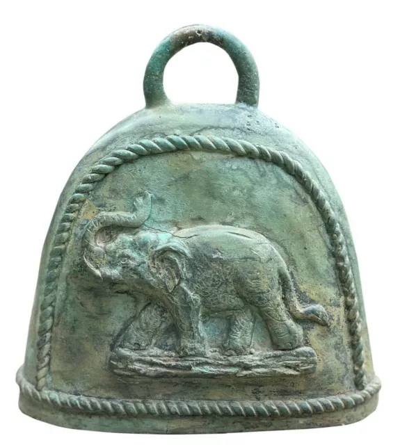 Elephant Bell Large Bronze Buddhist Antique Cowbell Thai Temple Feng Shui 5"