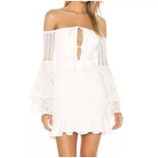 Revolve Michael Costello 'Orchid' Boho Boned Bodice Mini Dress in White