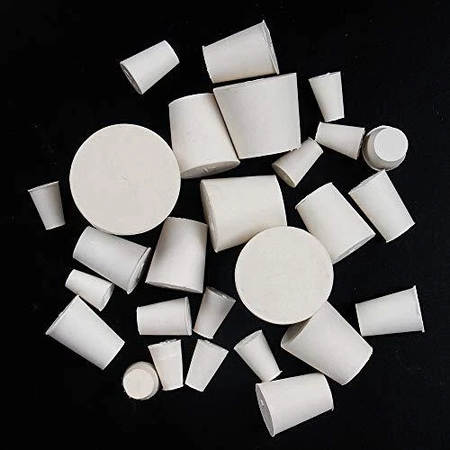 26 Pack Solid Rubber Stopper White Lab Plug 000# - 8# Sizes Assortment 11