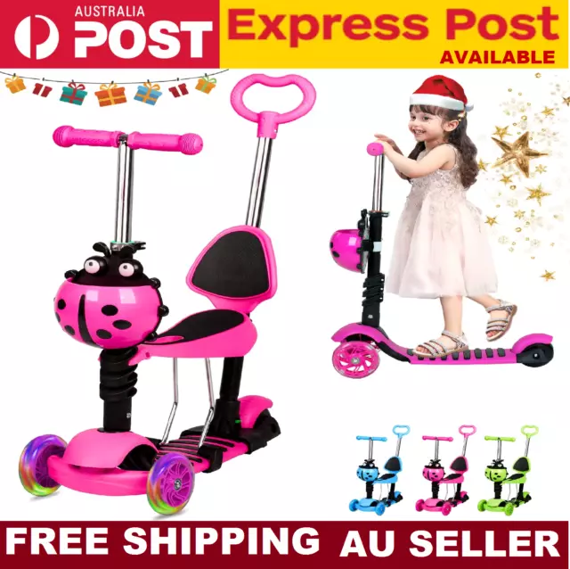 5-1 Kids Child Toddler Scooter Push Kick 3 Wheel Swings Car Balance Ride On LED