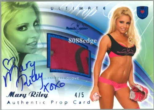 2010 Benchwarmer Ultimate Prop Blue Auto: Mary Riley #4/5 Autograph