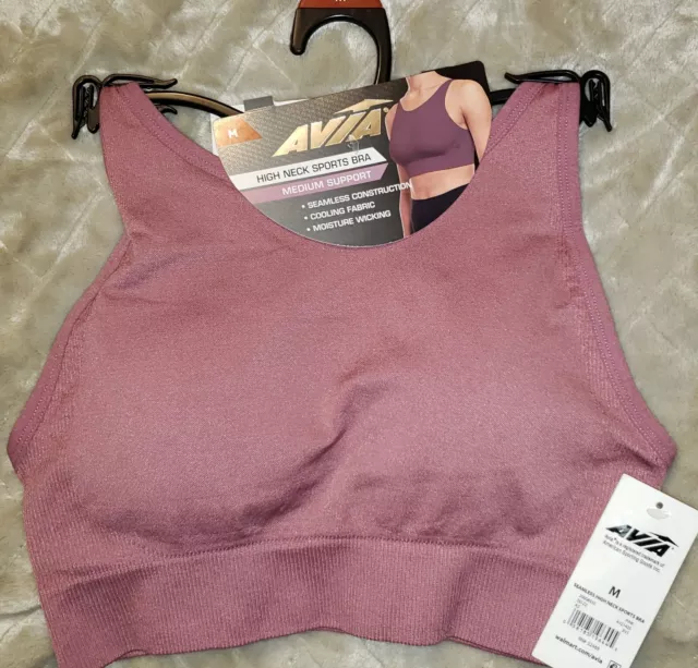 AVIA WOMENS MED. Support High Neck Strappy Back Sports Bra Size