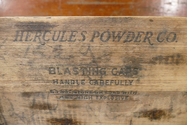 Vintage Hercules Powder Company High Explosives Blasting Caps Dynamite Wood Box 7