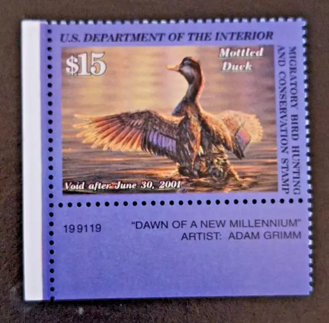 RW67- 2000-01 U.S. Federal Duck Stamp  M/NH Featuring the Mottled Duck free ship