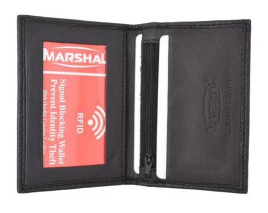 Black RFID Blocking Leather Men's Bifold Wallet Credit Card ID Holder Zip