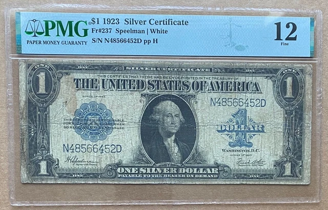 1923 $1 Silver Certificate Pmg 12 Fr#237 Speelman/White 1923 $1 Large Note