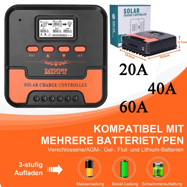 Regolatore di carica solare 20A-60A controller pannello MPPT regolatore 12V/24V regolatore di carica solare