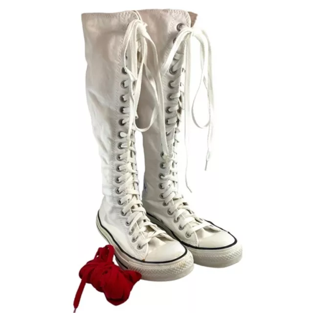 Converse Knee High White All Star w/extra red laces Y2k Size M 5 Women 7